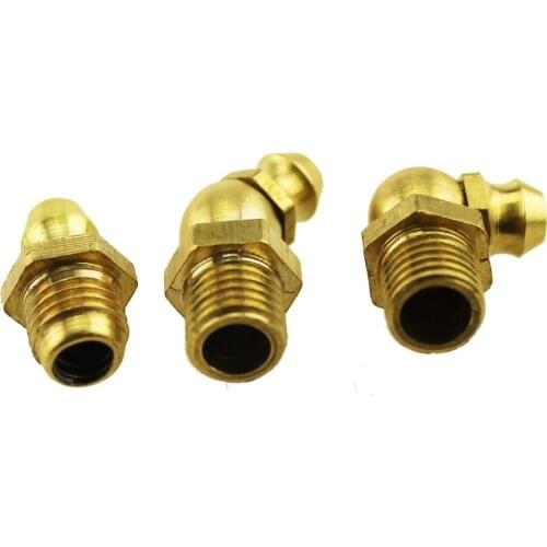 5PCS Zerk Grease Nipple Fittings Thread Greasers M6M8M10 Male Thread Brass Hydraulic Copper Snipple Linear Grease Fitting