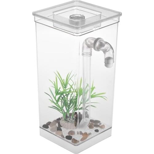 Mini Aquarium Fish Tank With LED Lamp Light Fish Fighting Cylinder Self Cleaning Small Fish Tank Acrylic Desk Aquarium Box