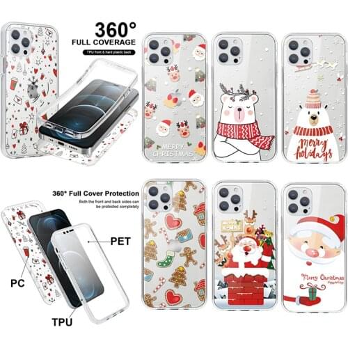 Luxury 360 Full Body Case For Xiaomi Mi 11 10T Lite A3 Poco X3 NFC Redmi Note 8 9 10 7 Pro 8T 9C 9A 8A 7A Christmas Gift Cover