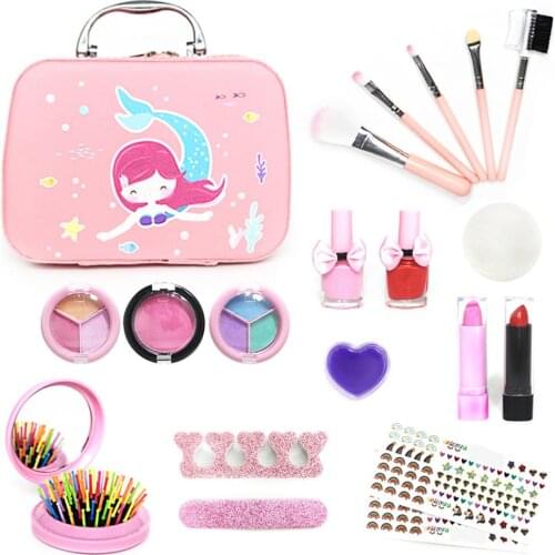 Kids Girls Beauty Toys Play House Set Washable Cosmetics Make Up Toys For Children Christmas Gift Princess Role Play Pretend Toy