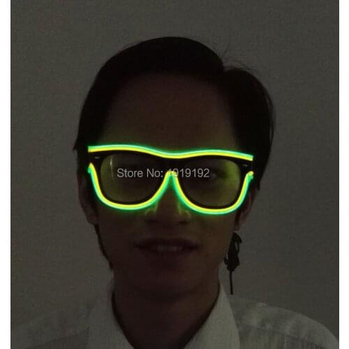 Double Colorful El Wire Glow Sun Glasses Bright Light Safety Light Up Multicolor led flashing glasses By 3V Sound Active Driver