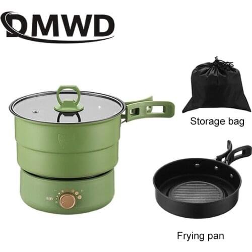 DMWD Electric Skillet Noodle Pasta Cooker Hotpot Egg Omelette Cooking Wok Heater Soup Stew Pot Non-stick Frying Pan Food Steamer