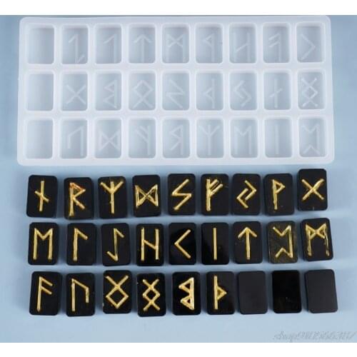 Energy Symbol Runes Letter Word Model Mirror Casting Silicone Mould Crystal Epoxy Resin Mold DIY Pendant O02 20 Dropshipping