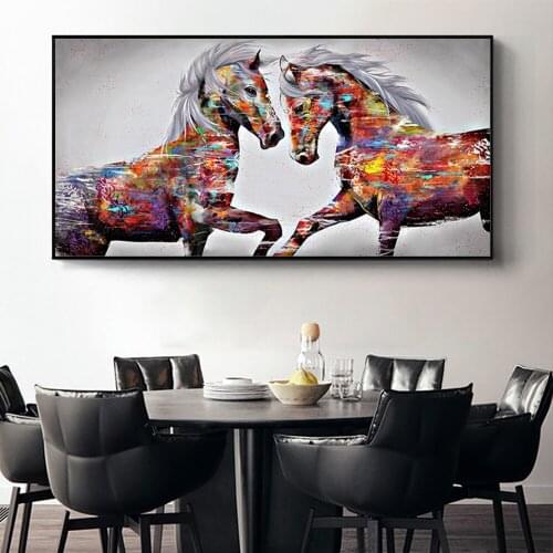 Graffiti Art Animal Canvas Painting Abstract Lion Tiger Horse Posters and Print Wall Art Picture for Living Room Home Decoration