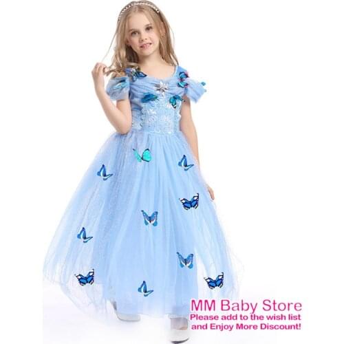 Summer Girl Princess Cosplay Costume Butterfly Halloween Party Dresses Up Children Fancy Birthday Coronation Dress