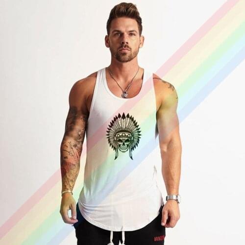 Black Skull Indiana Headdress Summer Soft Custom Sleeveless Design Your Own Vest Cotton Mens Muscle Tee Tank Top Shirt