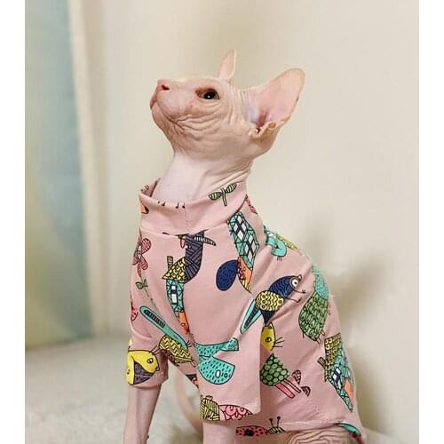 Summer Pet Shirt Cartoon Print Sun Protection Short Sleeve Cat Two-legged Sweater for Spring Cat accessories강아지옷