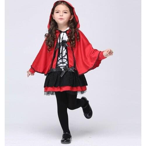 Red Devil Cosplay Costumes Halloween Girl Cloak Dress Children Dancing Skirt sets Kid Carnival Party Fantasy Fancy Show Clothing