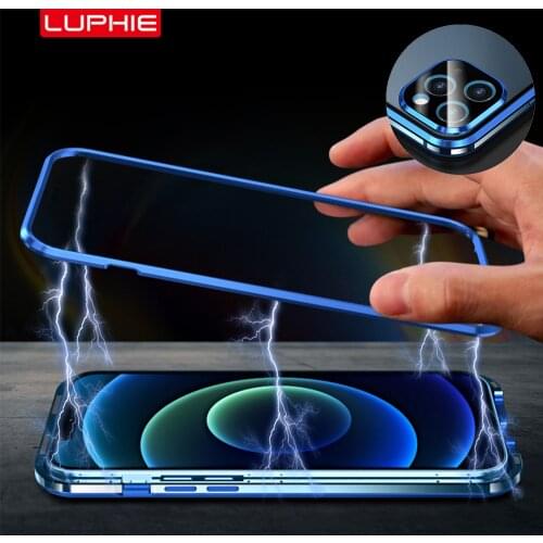 Luphie Metal Plating Magnetic Cover for iphone 12 Pro Max Case mini Shockproof Phone Cases Funda Luxury Full Protect Coque Shell