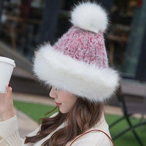 Fashion Women Winter Beanies Pom Hats Knitted Skullies Cap Elegant Ladies Winter Thick Warm Russian Cossack Hat