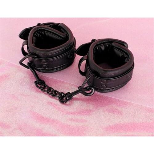 PU Leather Retro Adjustable Handcuffs Ankle Cuff Restraint BDSM Bondage Set Slave Adult Products Collar Sex Toy For Couple Women