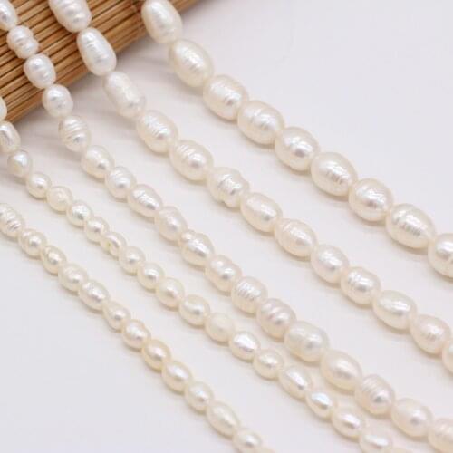 Natural Freshwater Pearl Rice-shaped A Grade White Pearls Include Various Specifications of Jewelry To Make Necklaces Bracelets