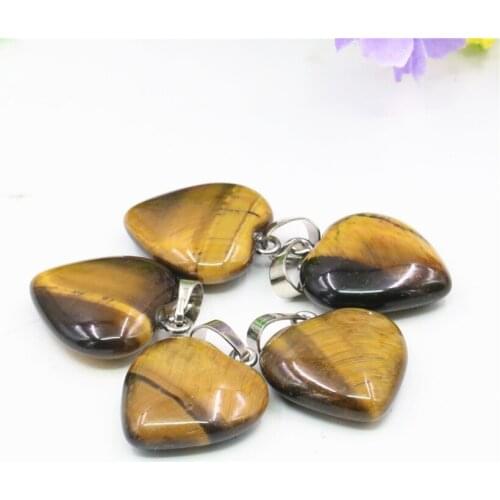 Natural African Yellow Tiger Eyes Stone 20/25mm Heart Shape Pendant 2pcs High Grade Fit Diy Necklace Free Shipping Jewelry B1837
