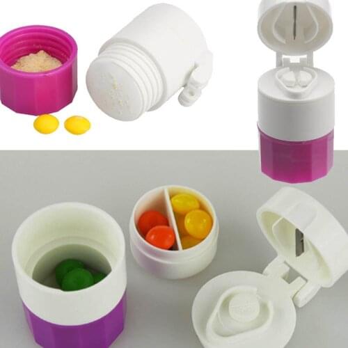 Newly 1 Pcs 4 Layer Pill Box Tablets Cutter Grinder Splitter Divider Pill Box Storage Case 19ing