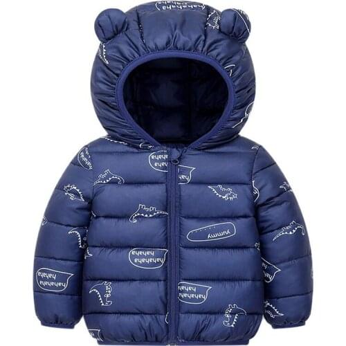 2021 New Cute Winter Children Coat Clothes New Autumn Cartoon Hooded Thick Down Cotton Warm Outerwear Kid Boys Girls Jacket