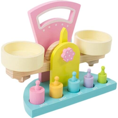 Montessori Educational Toy Small Wooden Balance Scale Toy With Weights For Kids baby Birthday Early Educational Gifts