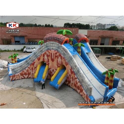 Adventure Inflatable triple slide, dual land wet slide for kids