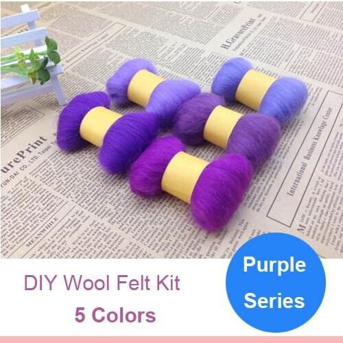 Purple series 10g/color 5colors/lot Diy handmade material poke fun wool strip wool felt
