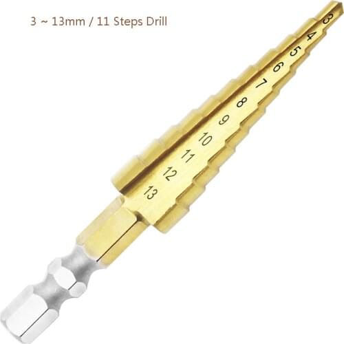 3~13mm 11 steps Reaming Drill 4214 High Speed Steel Mahua Bit Steel Plate Hole Opener Electric Drill Tool Hole Saw Multiuse Tool