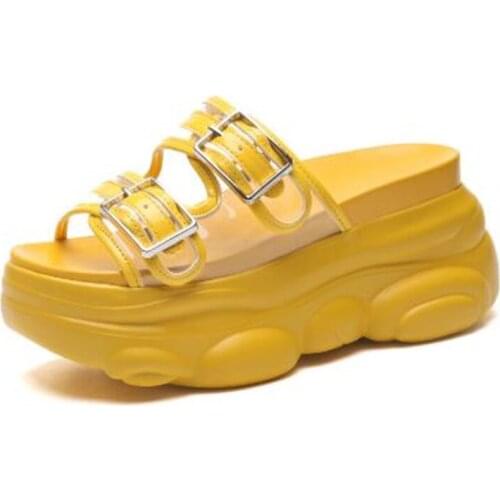 New style womens slippers fashion belt buckle thick bottom non-slip lightweight comfortable casual womens slippers