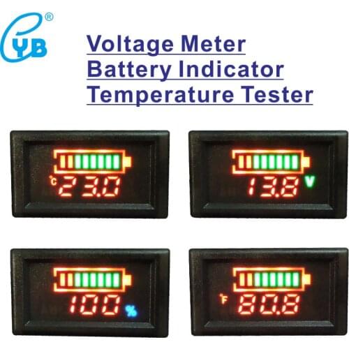 YB28VTM Temperature Tester LED Digital Lead Acid Battery Level Indicator E-bike Voltage Meter Lithium Battery Capacity Tester