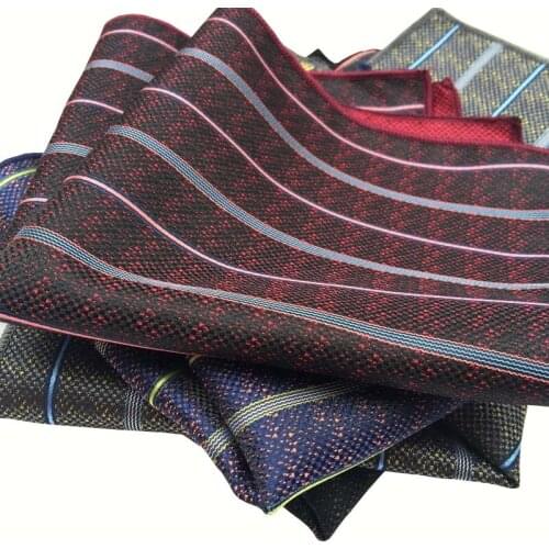Stripes Handkerchief-pocket Jacquard Mens Wedding Pocket Square Polyester Silk Match For Suit Tie Mens Handkerchief Accessories