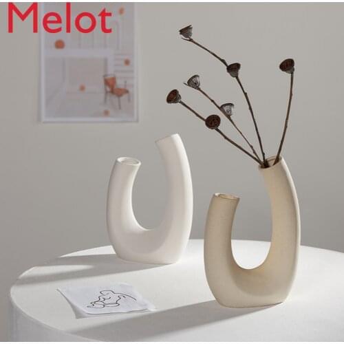 Dried Flower Vase White Ceramic Home Decoration Flower Arrangement Hydroponic B & B Cafe Studio Decoration