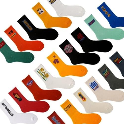 Funny Womens Socks Stripe Plaid Solid Letter Male Ladies Japanese Fashion Harajuku Hip Hop Street Sports Cotton Happy Socks