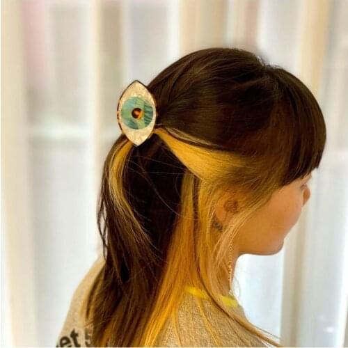 2021 Summer New Korea Evil Eye Big Hairpin Back Of Head Hair Claws Trendy Funny Hair Accessories For Women Girls Daily Headdress