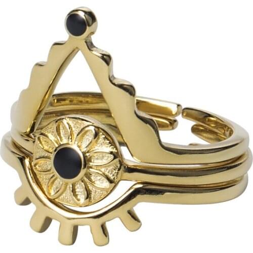 Golden eye a set of ring woman 100% S925 silver jewelry fashion silver rings unisex gift high quality resize ring