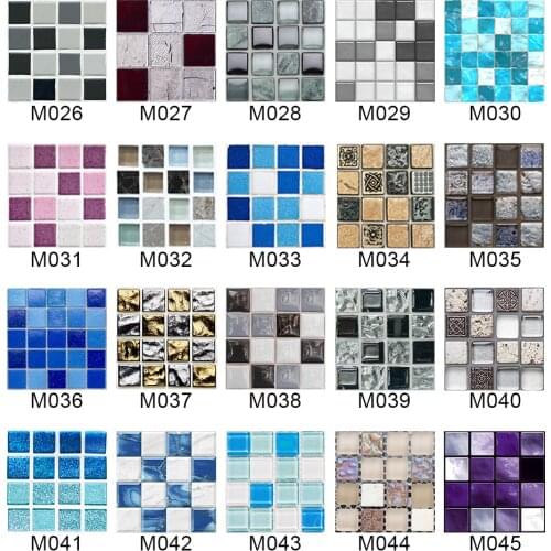 10pcs/set Flat Mosaic Tiles Sticker Transfers Covers For Kitchen Bathroom Wallpaper Surface Gloss Waterproof Film 2D Wall Decals