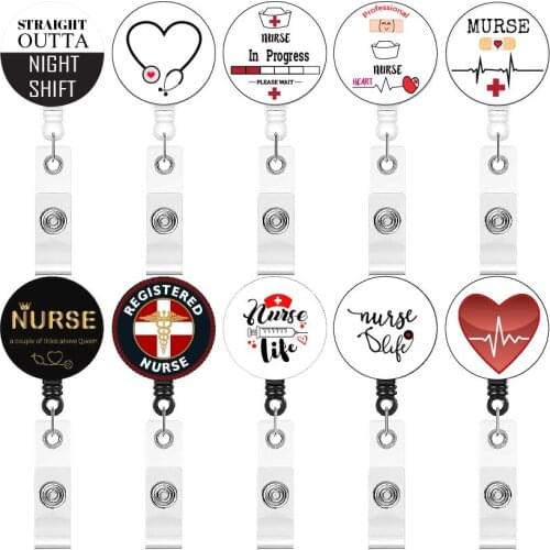 3PCS Multiple Models Nurse Retractable ID Badge Reel With Metal Clip