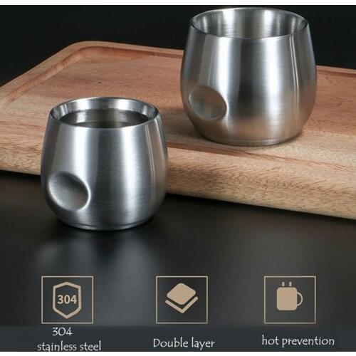 304 Stainless Steel Double Layer Heat Prevention Office Household Heat Insulation Coffee Tea Cup 150ml 200ml