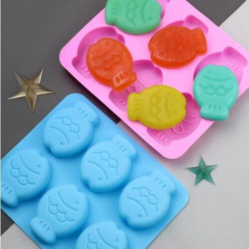 6 cavity cartoon fish silicone mooncake mold kitchen baking cake silicone handmade soap mold