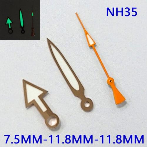 Watch accessories pointer modification assembly NH35/NH36 automatic movement green luminous white rose gold rim orange 02