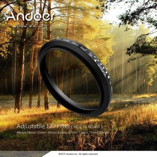 Andoer 77mm ND Fader Neutral Density Adjustable ND2 to ND400 Variable Filter for Canon Nikon DSLR Camera