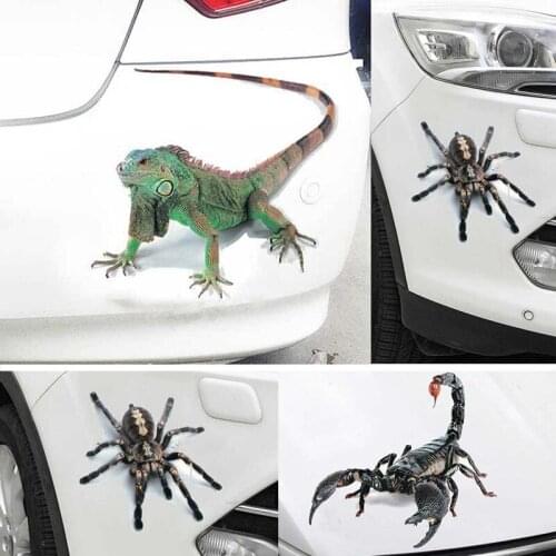 Car 3D Spider Animal Sticker Creative Personality Scorpion Lizard Decal Car Styling Auto Exterior Stickers Front Bumper Trim