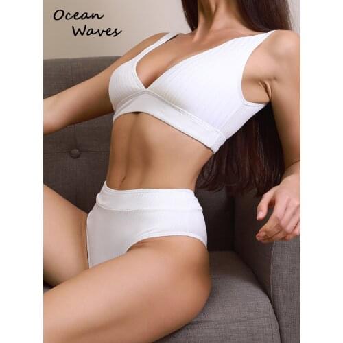 High Waist Bikinis Swimsuits Women Push Up Swimwear Ribbed Strap Bathing Suit Biquini Brazilian Bikini Sports 2021 New Beachwear