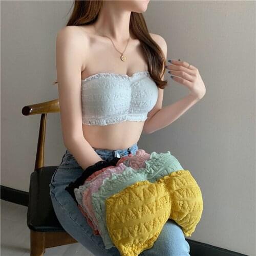 Wrap Straps Anti-light Gathering Wrapped Bra Back Without Steel Ring Bra Tube Top Short Top Dressing Clothes Female Wild Wearing