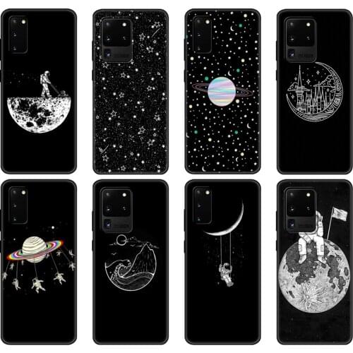 Black tpu Case For Samsung galaxy S20 /S20 PLUS/S20 ultra/S20+ /S20FE back cover Space Moon