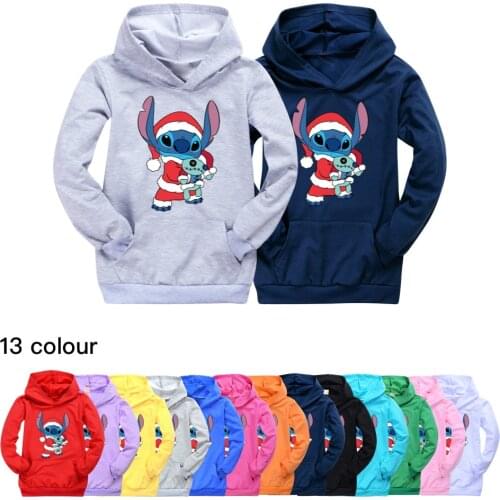 Stitch Christmas Gift Clothing for Kids Cotton Toddler Clothes Girl Autumn Sweatshirt Baby Boy Hoodies Shirt Teenage Tops 8 14 T
