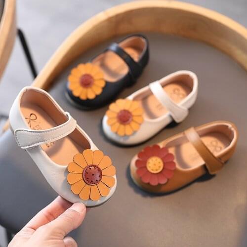 Flower Appliques Shoes for Kids 2021 Spring Autumn Footwear Childrens Flat With Shoes Breathable PU Leather Girls Shoes