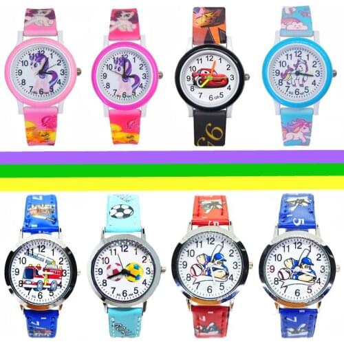 Children Watch Cartoon 17 Patterns for Fire Truck Duck Dog Pony Kid Watch for Boy Girl Baby Learning Clock Best Birthday Gift
