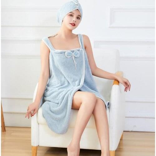 Skirt bathrobe towel fleece can be worn as a bath skirt, soft, absorbent and non-hair loss adult bath towel, beauty salon