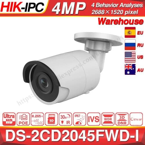 Hikvision DS-2CD2045FWD-I POE Camera Video Surveillance 4MP IR Network Dome Camera 30 M IR IP67 H.265+ SD Card Slot