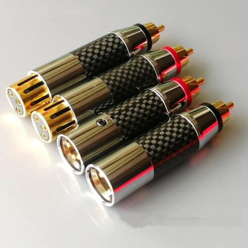 JM-002 Carbon Fiber Gold-plated XLR to Lotus Head XLR to Lotus Female Head XLR to RCA Adapter