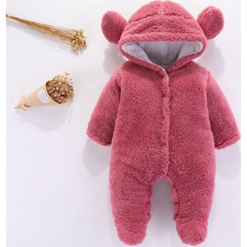 Newborn Baby Winter Warm Ronmpers Infant Baby Boys Girls Cute Gooded Clothes Autumn Spring Velvet Climbing Jumpsuit Pajamas Out