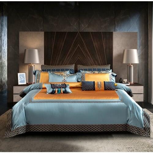 Luxury 4/6/8/9Pcs Egyptian Cotton Bedding set Jacquar Silky Patchwork Duvet Cover Queen King Duvet Cover Set Bed Sheet set