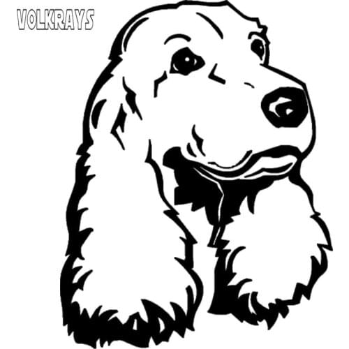 Volkrays Lovely Car Sticker Cocker Spaniel Dog Motorcycle Accessories Reflective Waterproof Vinyl Decal Black/Silver,15cm*11cm