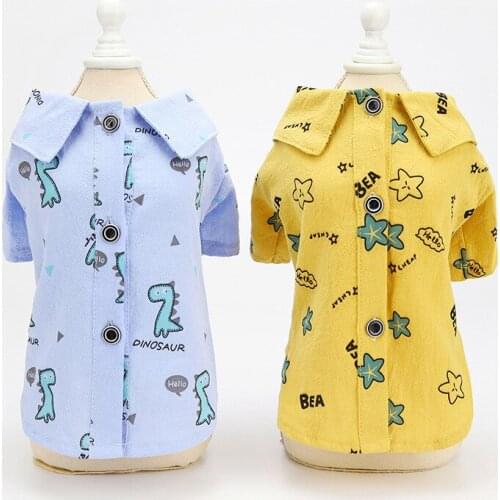 Summer Cartoon Dinosaur Print Pet Dog T-Shirt Clothes Suit for Small Dogs Teddy Puppy Costume for Chihuahua yorkies Pug Shirts